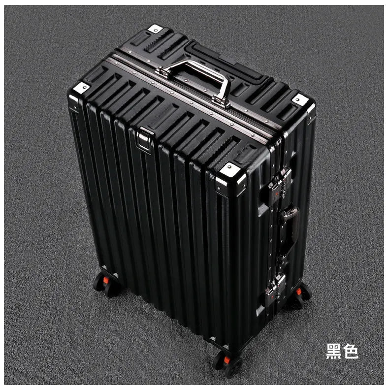 20inch 22inch 24inch 26inch Large Capacity Luggage Aluminum Frame Reinforced Anti-Collision Trolley Case Password Box Casual Suitcase Silent Wheel