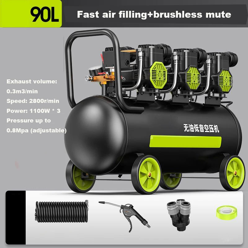 220V Silent Oil-free Air Compressor 12/30/50L Portable Air Compressor Spray Painting High-pressure Air Pump Car Air Compressor