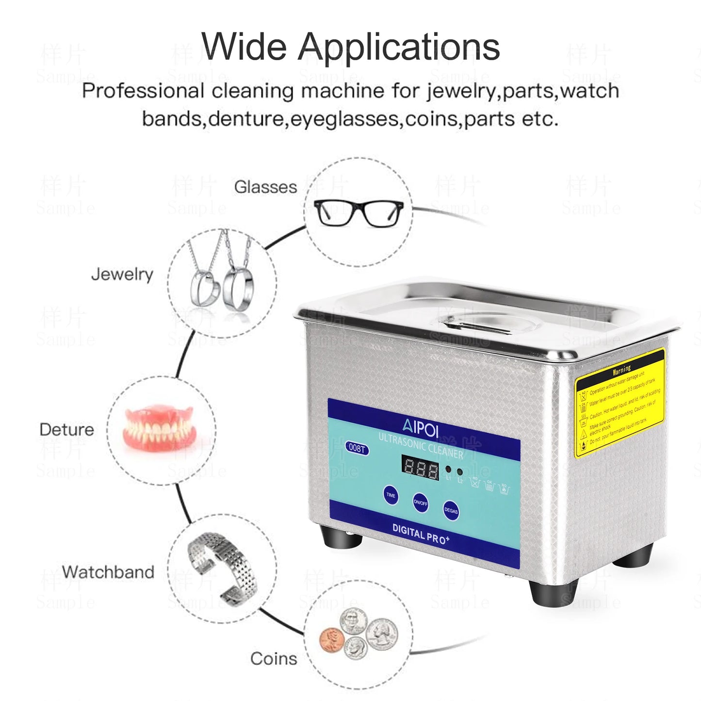 AIPOI Ultrasonic Cleaner 800ml, 40KHz, for Eyeglasses, Glasses, Sunglasses,Jewelry, Watches, Dentures Home Appliance