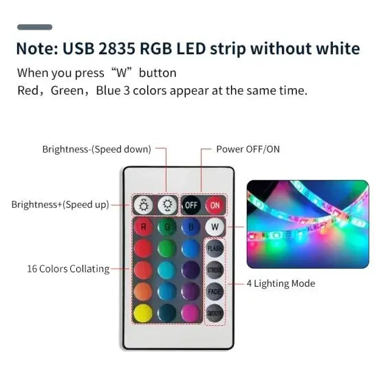 3m USB RGB LED Strip Light 5V SMD 2835 Smart APP Control Bluetooth Flexible Ribbon LED Tape for Computer TV Backlight