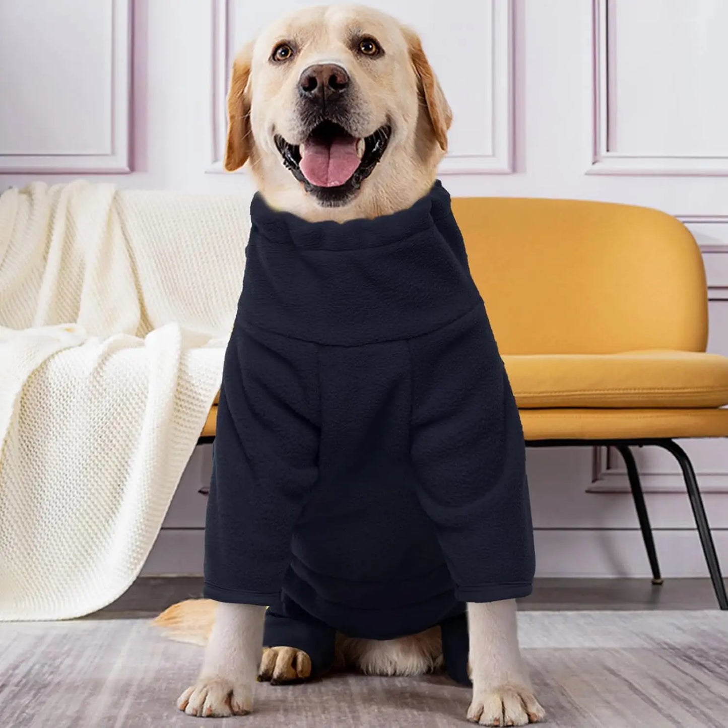 ATUBAN Dog Winter Coat Soft Fleece Pullover Pajamas, Pet Windproof Warm Cold Weather Jacket Vest Cozy Jumpsuit Apparel Clothes