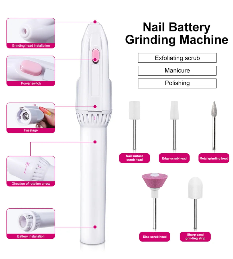 5 In 1 MINI Electric Nail Drill Kit Manicure Pedicure Grinding Polishing Nail Art Sanding File Pen Tools Machine