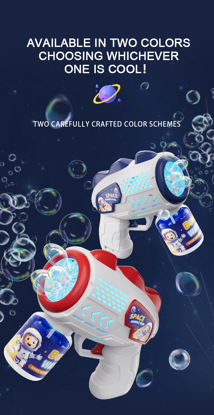 Astronaut Electric Bubble Gun Kids Toy Bubbles Machine Automatic Soap Blower with Light Summer Outdoor Party Games Children Gift