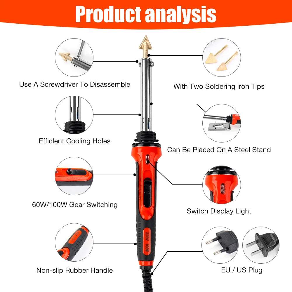 50W/100W Car Bumper Repair Soldering Iron, Adjustable Temperature Welding Rework Station, Soldering Iron Tip Repair Ironing Tool