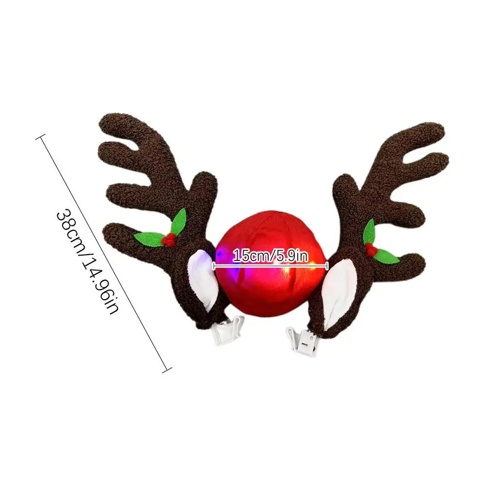 Christmas Car Decoration Accessories LED Lighted Up Reindeer Deer Antlers Car Costume Accessories For Trucks Cars Autos