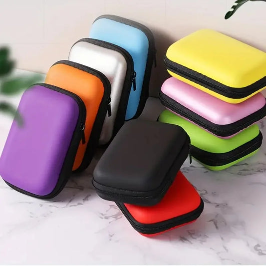 1pc Portable Waterproof Headphone Storage Bag, Data Cable Packing Cube, EVA Protective Case For Travel