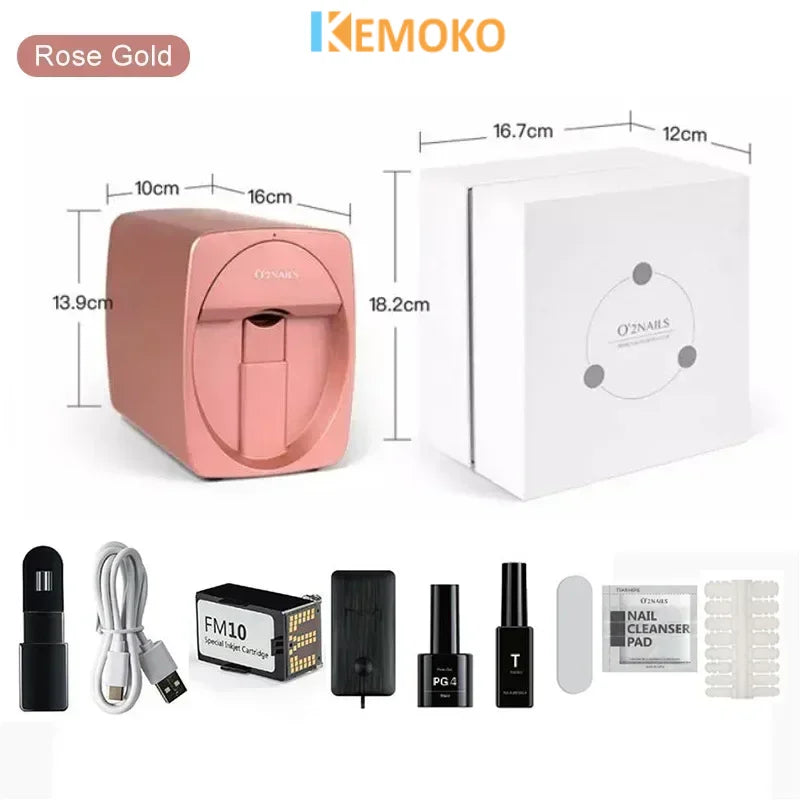 3D Nail Printer Mini Printer for Nails Professional O2NAILS Portable Mobile Nail Art Printing Machine For Home Or Nail Salon