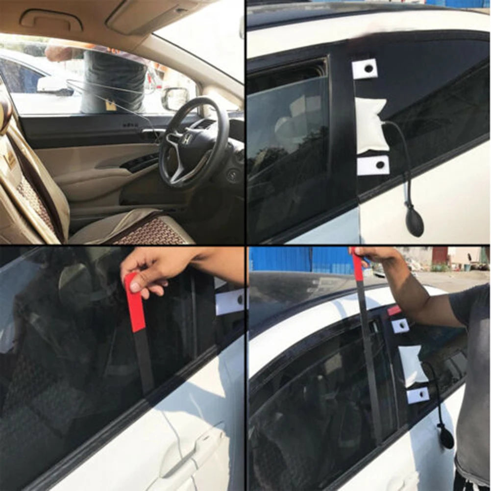 Car Vehicle Door Lost Lock Out Thin Bar Wedge Emergency Open Unlock Key Tools Kit + Black Air Pump Universal Car Styling Parts