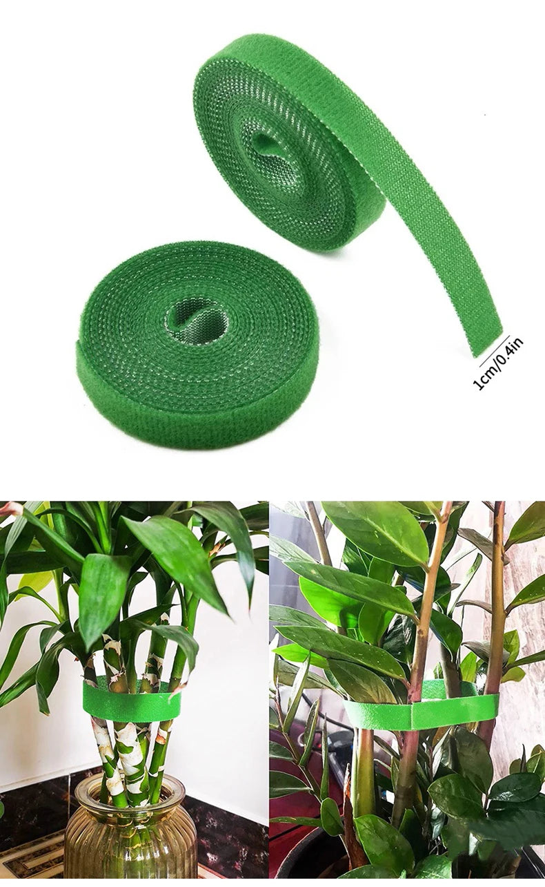 3 Rolls Green Garden Twine Plant Ties Nylon Plant Bandage Garden Hook Loop Bamboo Cane Wrap Support Garden Accessories