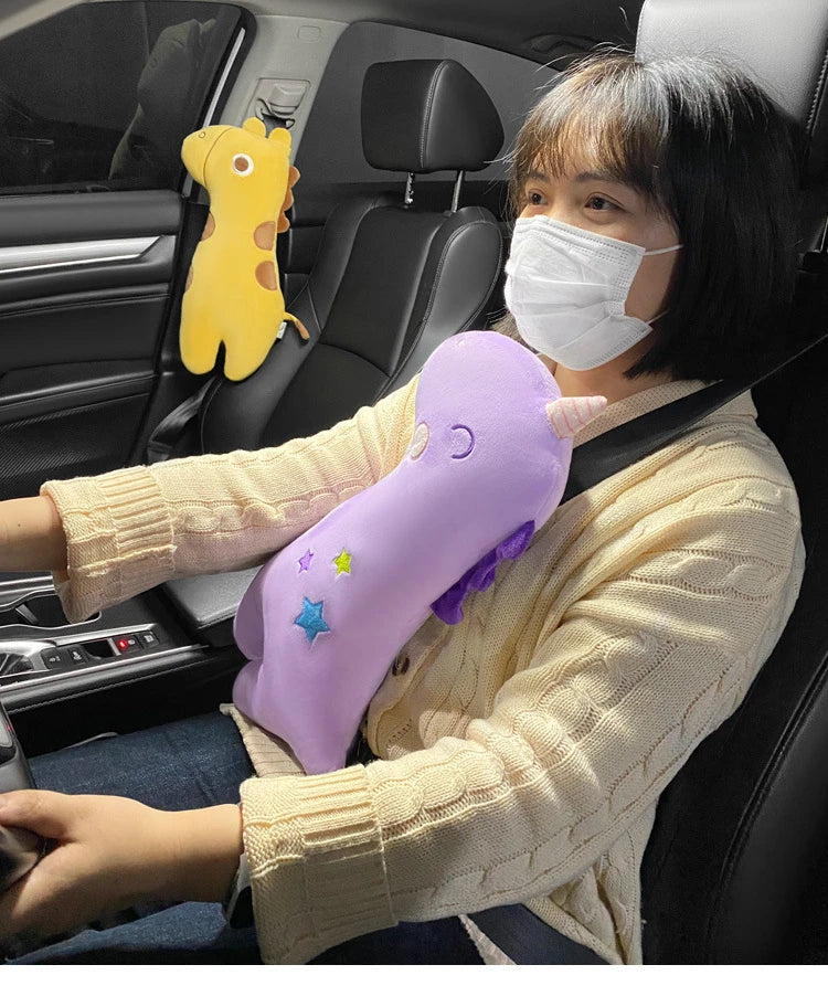 Car Safety Belt Cover Baby Seat Belt Protector Neck Cushion Sleeping Head Support Unicorn Cute Pillow Belt for Children Girl Boy