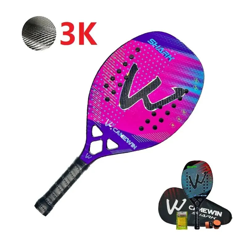 3K Camewin Beach Tennis Racket Full Carbon Fiber Rough Surface Outdoor Sports Racket For Men Women Adult Senior Player 2024 New