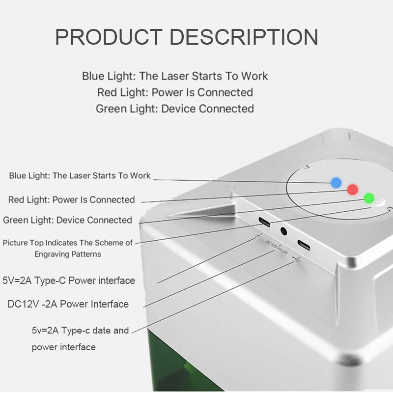 3000mw CNC Laser Engraver Mini Laser Engraving Machine Support PC and Mobile Control Logo Printer Mark DIY Engraver