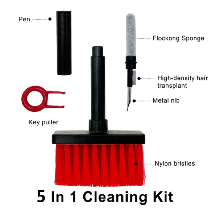 5 in 1 Keyboard Cleaning Brush Kit Keycap Puller Earbuds Cleaner for Airpods Pro 1 2 3 Bluetooth Earphones Case Cleaning Tools