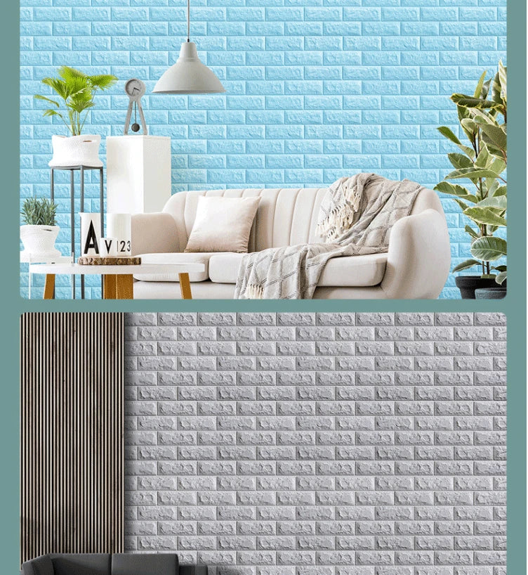 70cm*2m 3D Soft Foam Brick Wallpaper Sticker Roll DIY Self Adhesive Living Room Home Kitchen Bathroom Decorative Wall Paper