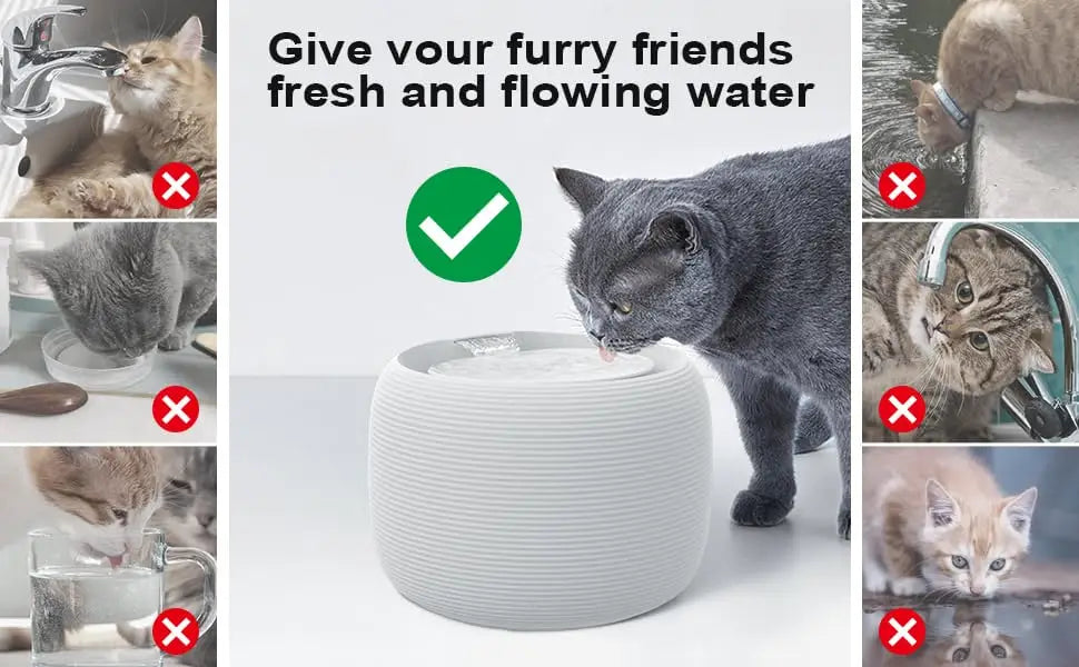 84oz/2.5L Pet Water Fountain Ultra Quiet Automatic Cat Water Dispenser, Silent Pump with Dry-Run Protection  Dual Mode for pet