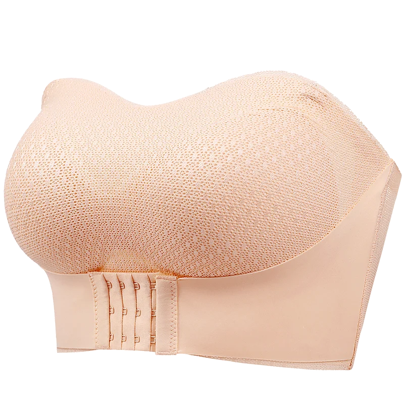 2PCS/Pack Women Invisible Tube Top Bra M-6XL Strapless Padded Wireless Push Up Front Closure Elastic Lady Bandeau Bra Underwear