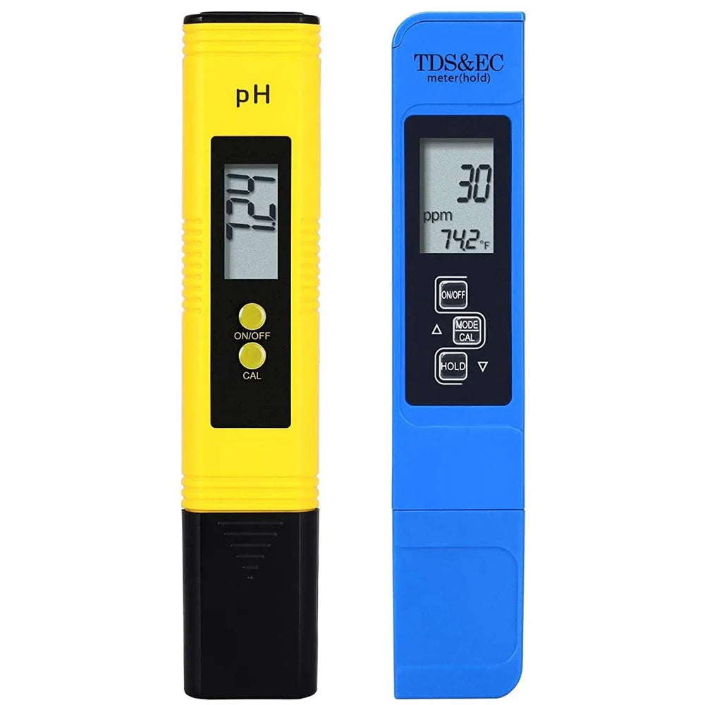 2pcs TDS PH Meter Digital Water Tester 0.01ph High Accuracy PH Meter 0-9990ppm Temperature TEMP PPM Tester