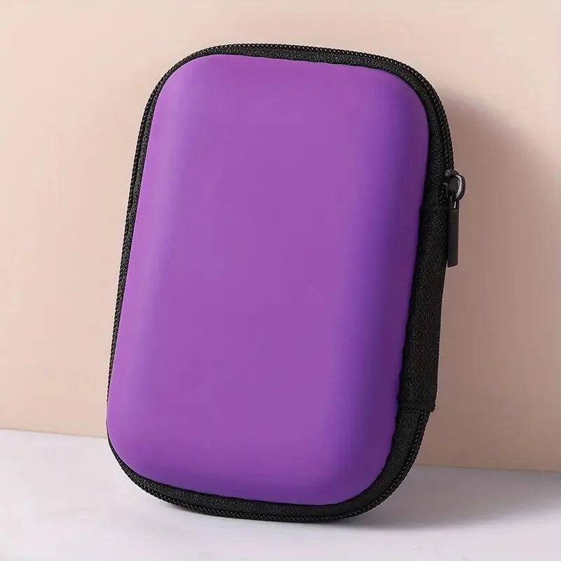 1pc Portable Waterproof Headphone Storage Bag, Data Cable Packing Cube, EVA Protective Case For Travel