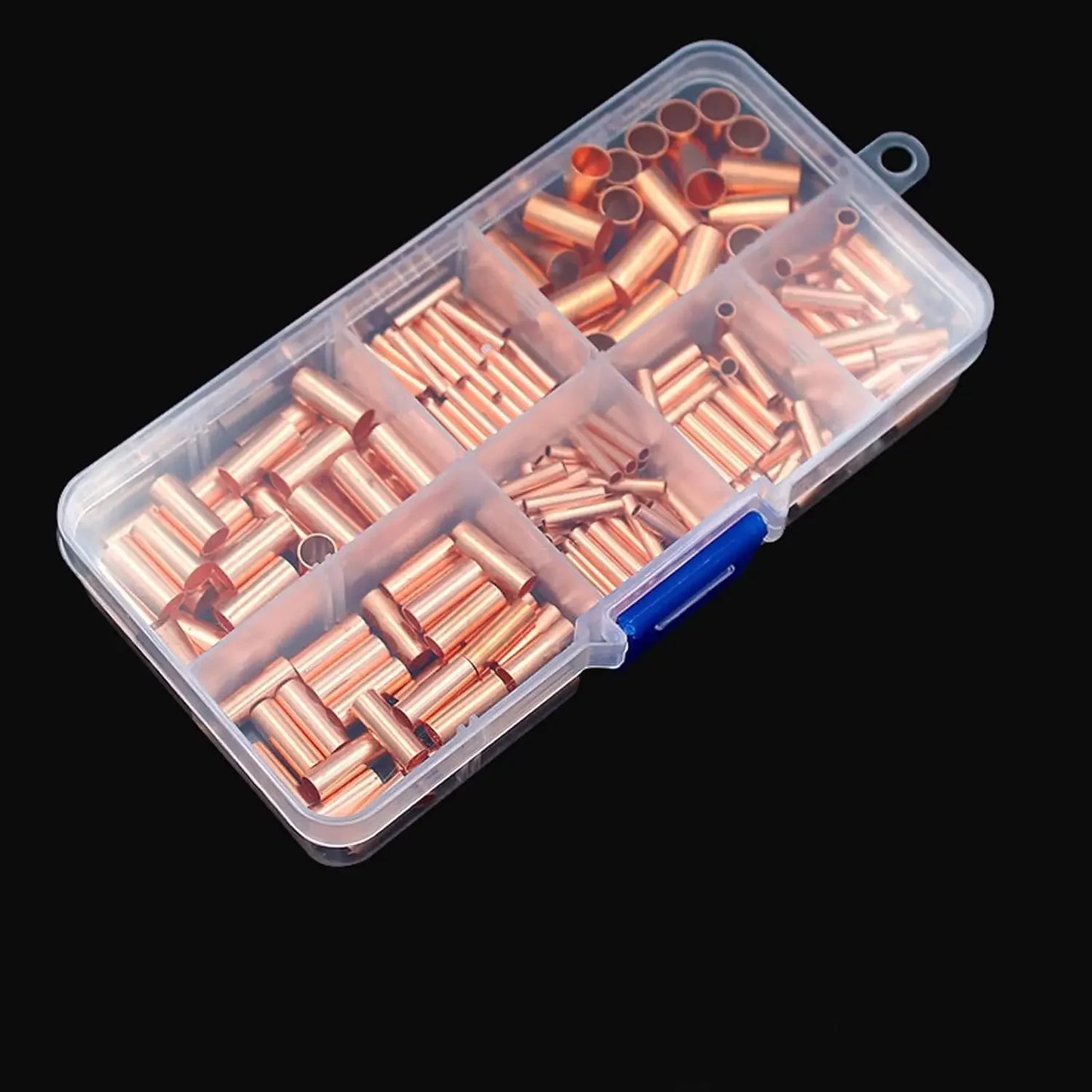 250Pcs Wire Ferrules Kit 7 Size Copper Crimp Connector Non Insulated Electrical Butt Terminal Assortment Kit