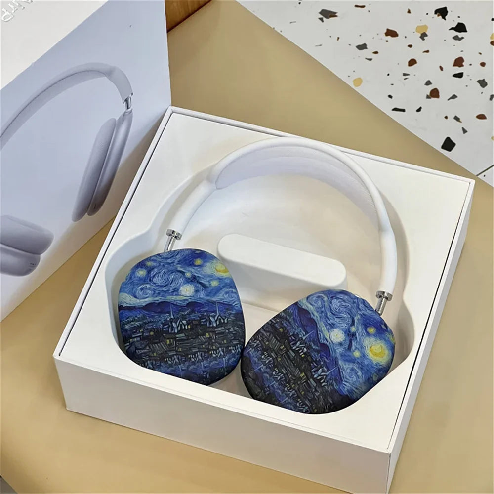 Art Painting Case for Apple Airpods Max For Headphone Airpods Max Protect Anti fall Case Wave The Starry Night Design Fashion