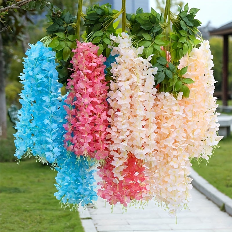 12pcs Artificial Wisteria Flowers String Hanging Garland Outdoor Wedding Garden Arch Decoration Home Party Decor Fake Flower