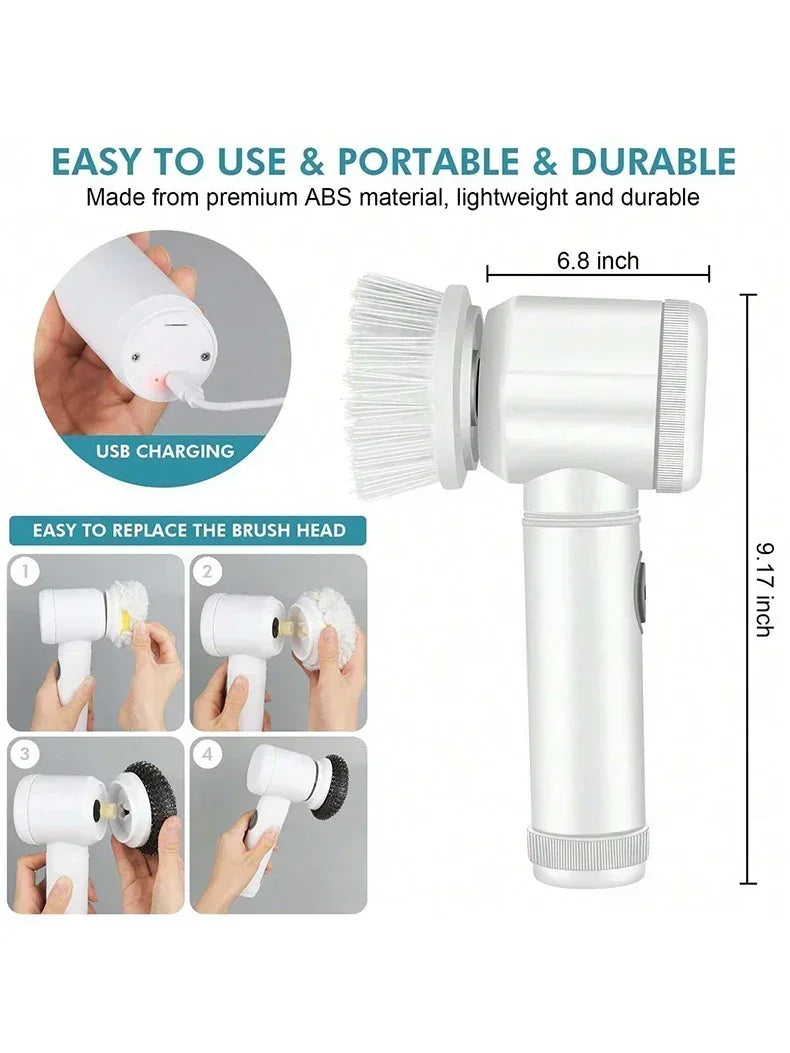 5 in1 Electric Spin Scrubber, Spin Scrubber with 5 Replaceable Brush Heads Bathroom Cleaning Brush,Power Electric Cleaning Brush