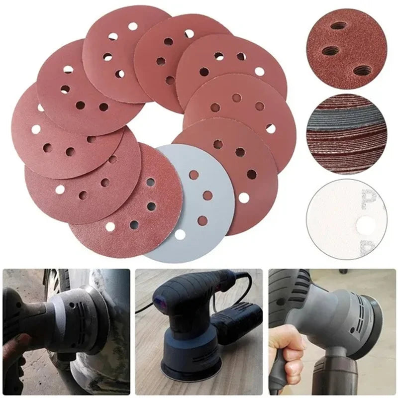 8 Hole 125mm Sandpaper Woodworking Metal Grinding Disc Abrasive Polishing Tool 40/1000/2000 Grit Sanding Discs