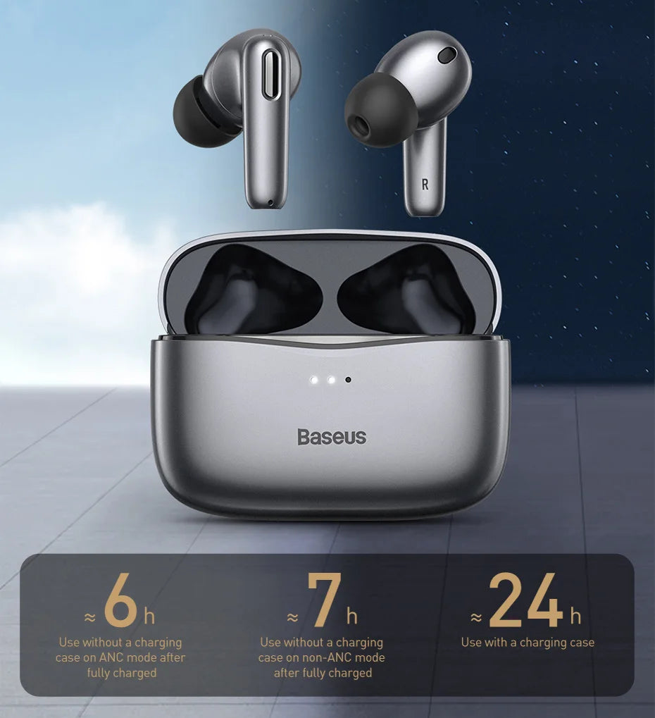 Baseus SIMU S2 Earphones True Wireless Bluetooth 5.0 Headphones TWS ANC Earbuds Active Noise Cancellation Fone Headset Gamer Pro