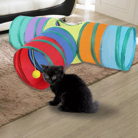 Cat Tunnel Folding Toy with Ball Play Tent Bed for Indoor Supplies