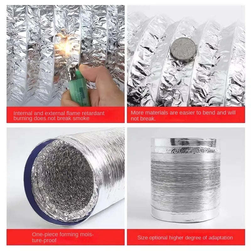 80/100/120/150/200 mm Encrypted Aluminum Foil Ventilation Pipe Scalable Smoke Tube Kitchen Outlet Bathroom Exhaust Fan Hose