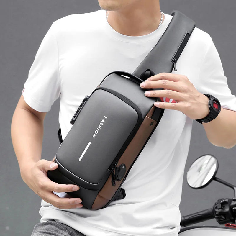 Chest Bag Multifunction Crossbody Sport Running Travel Sling Pack Anti-theft USB Charge Shoulder Messenger Pack Luxury Brand Men