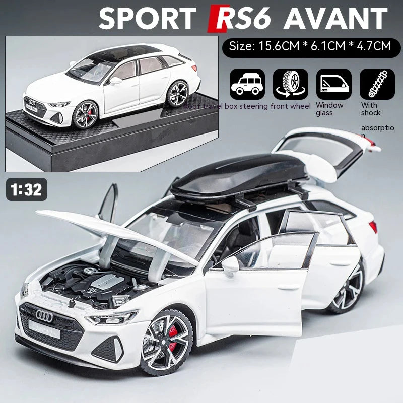 1:32 RS6 Model Car, Black Edition: Customized for Kids Realistic Simulation, Diecast Metal, Perfect Gift for Boys