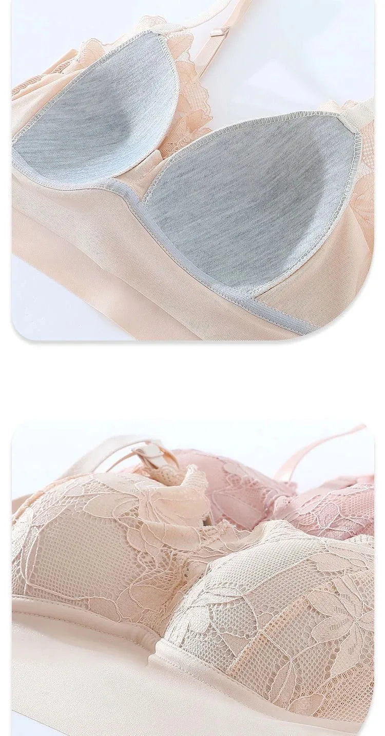 3pcs Ice Silk Seamless Lace Bra No Steel Ring Comfortable Large Size Bra vest bra Gather Anti Sagging Underwear