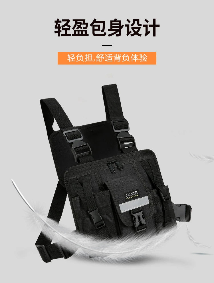 Chest Bag Waist Pack Men's Chest Pack Hip Hop Streetwear Tactical Vest Bag For Men Double Strap Design Shoulder Bag For Men Sac