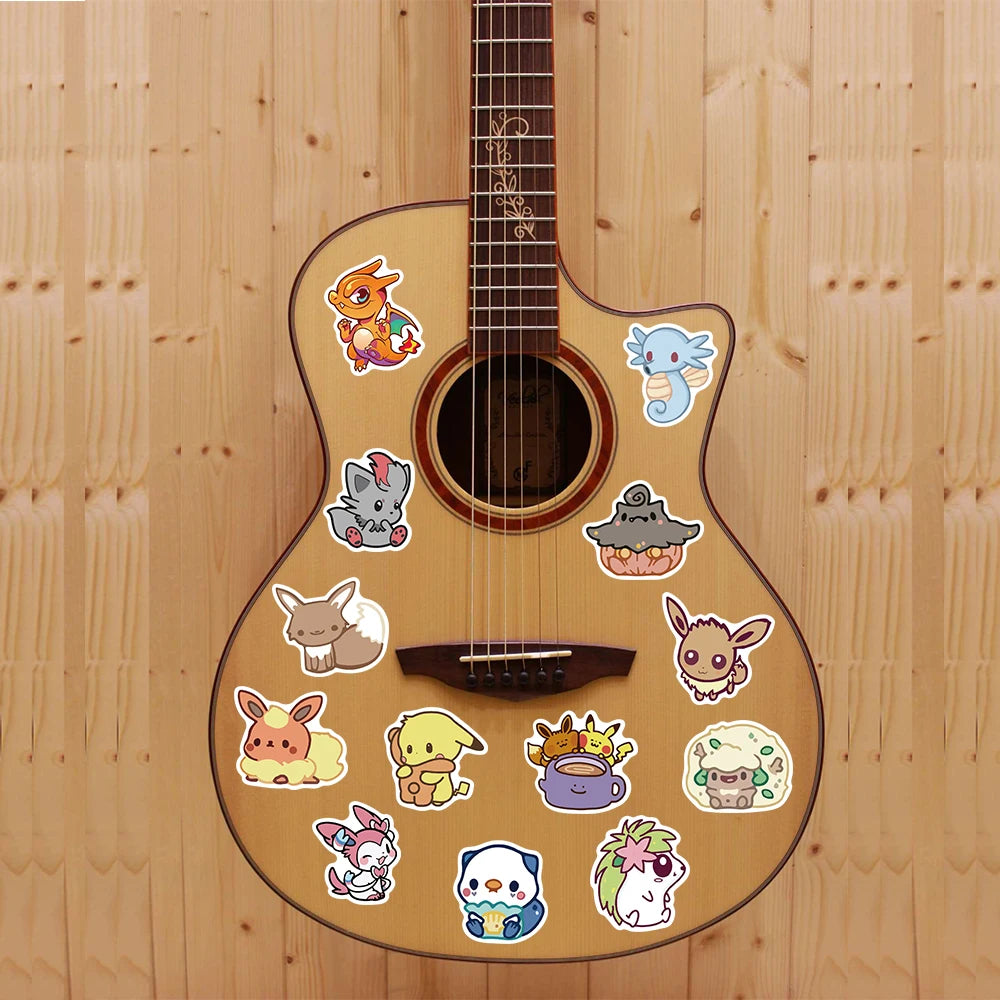 10/25/50pcs Kawaii Pokemon Anime Stickers Pikachu Stickers Laptop Suitcase Skateboard Guitar Cartoon Stickers Kid Gift Toys