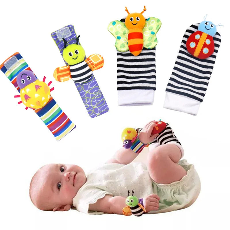 0~24 Months Baby Rattles Soft Plush Toys Foot Wrist Rattle Set Cartoon Newborn Development Educational Toys For Children