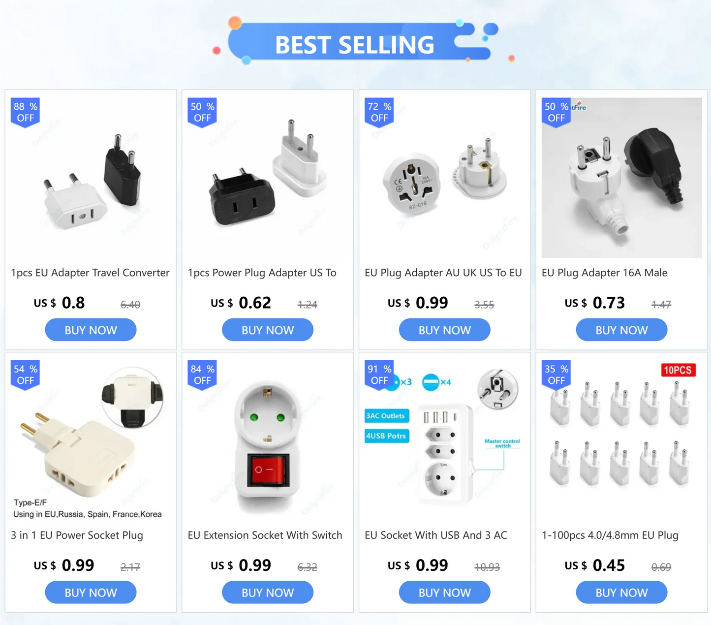 1pcs EU Adapter Travel Converter Adapter American China US To EU Plug Euro Plug electrical Adapter AC Electrical Socket Outlet