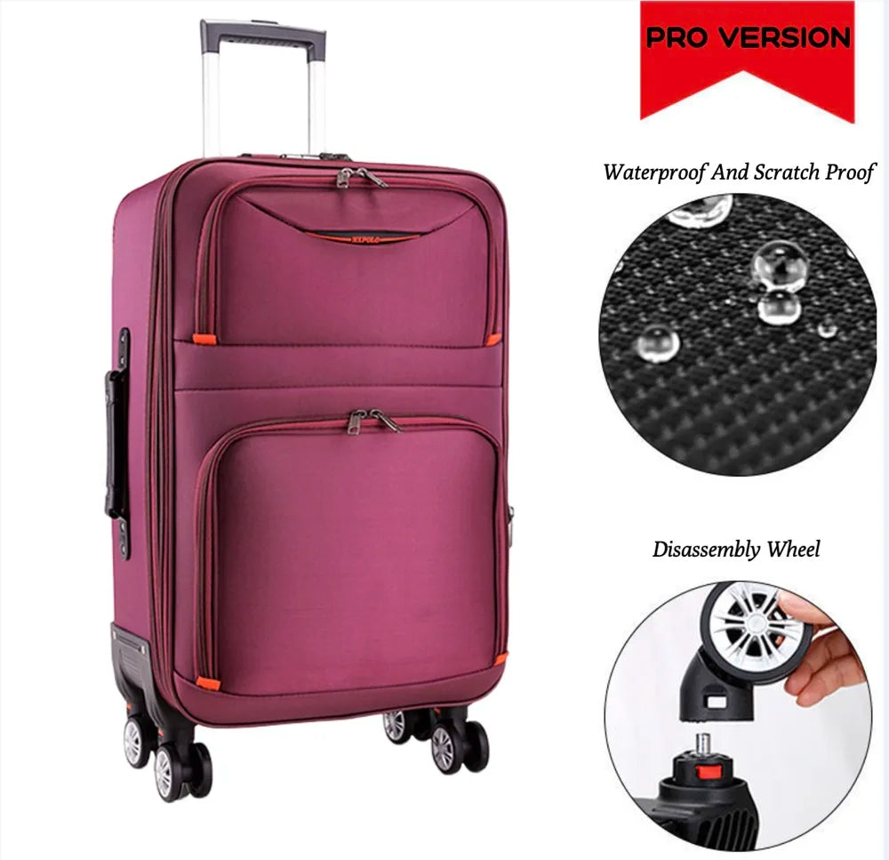 2024 New Large Capacity Durable Luggage Sets Oxford Suitcase Women Girl Carry-On Boarding Travel 20/22/24/26/28