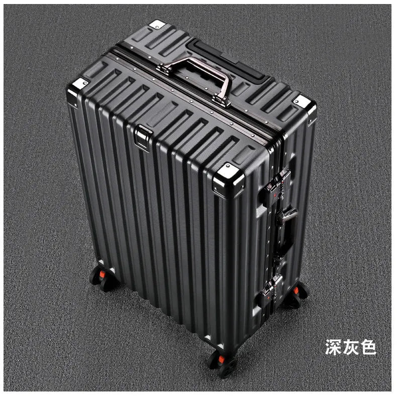 20inch 22inch 24inch 26inch Large Capacity Luggage Aluminum Frame Reinforced Anti-Collision Trolley Case Password Box Casual Suitcase Silent Wheel