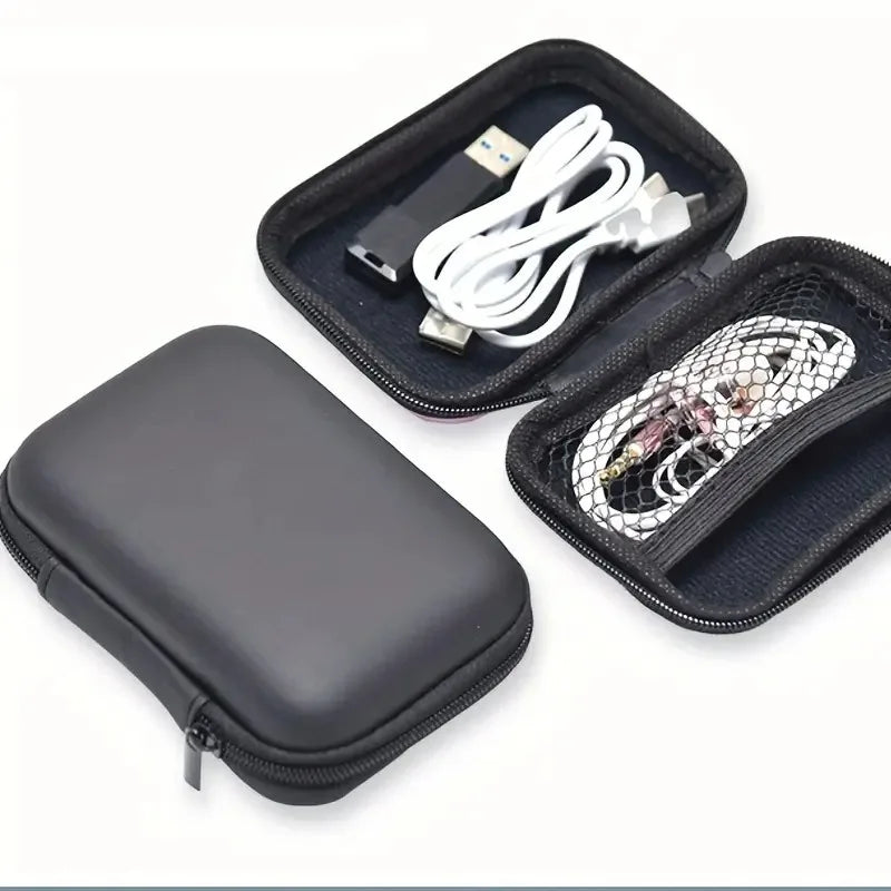 1pc Portable Waterproof Headphone Storage Bag, Data Cable Packing Cube, EVA Protective Case For Travel