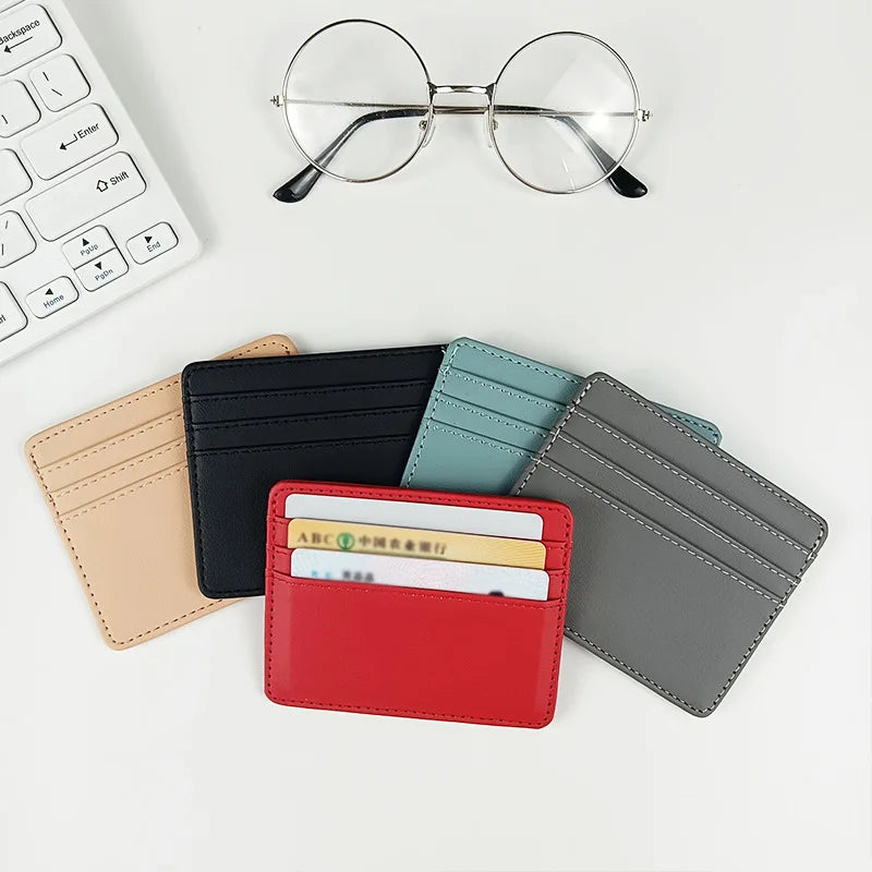 1Pc Pu Leather ID Card Holder Candy Color Bank Credit Card Box Multi Slot Slim Card Case Wallet Women Men Business Card Cover