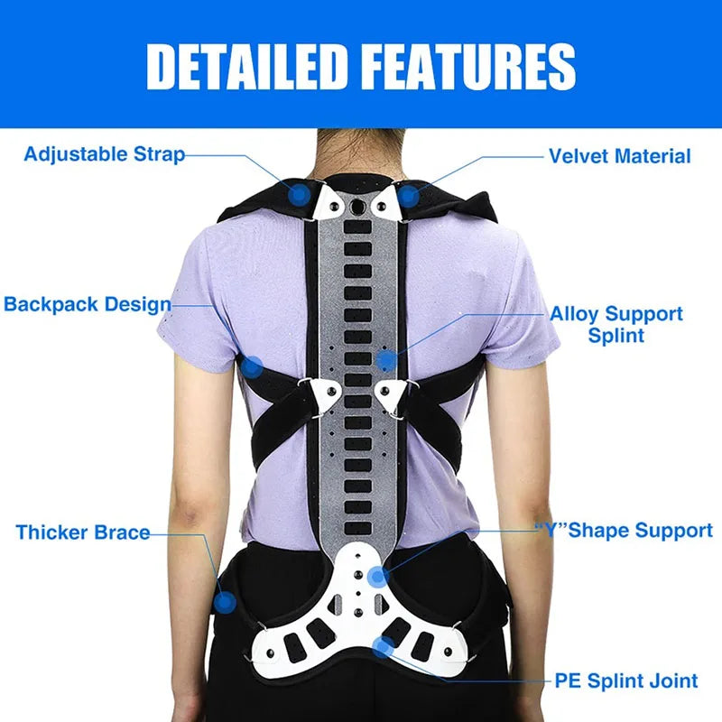 Adjust Shoulder Waist Lumbar Spine Support Aluminum Plate Humpback Correction Belt-Bad Posture Corrector Back Support Orthosis