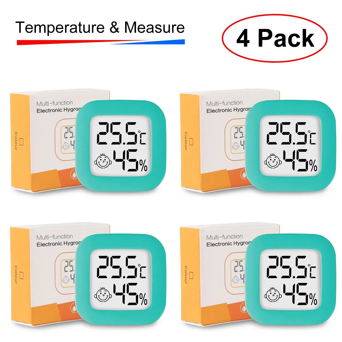 4pcs Digital Thermometer Hygrometer Indoor Mini Temperature LCD Electronic Monitor Hygrometer Outdoor Room Baby