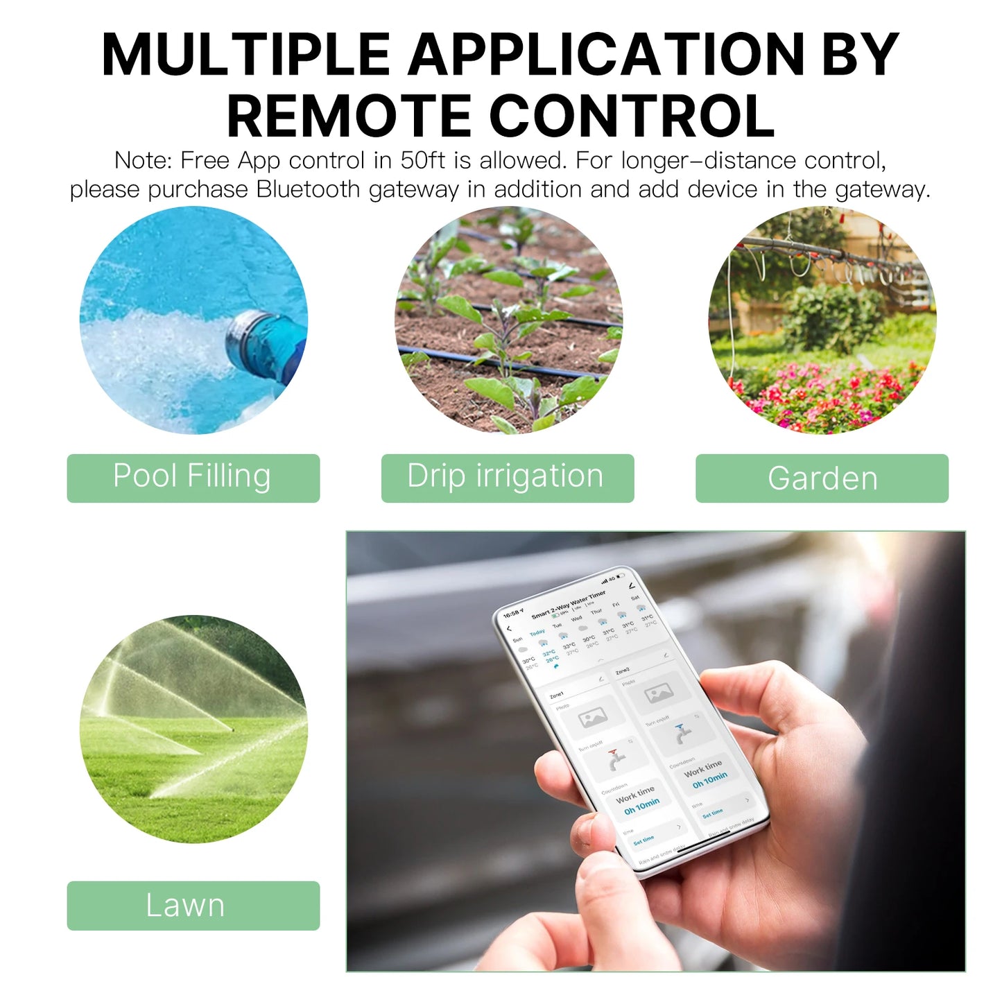 Bluetooth Smart Garden Sprinkler Water Timer by 2 Way Rain Delay Filter Washer Programmable and Automatic Irrigation Controller