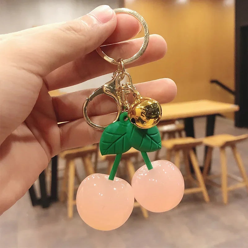 Cherry Charm Handbag Pendant Keychain for Women's Exquisite Internet-famous Crystal Cherry Bag Accessories High-Grade Pendant