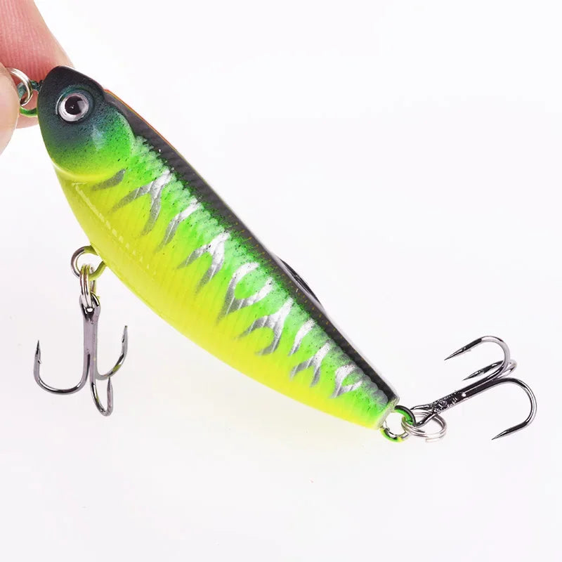 1 Pc Top Water Pencil Fishing Lure 5cm 5.5g Floating Dog Walking Wobblers Tackle Artificial Hard Bait with 10# Hooks for Bass