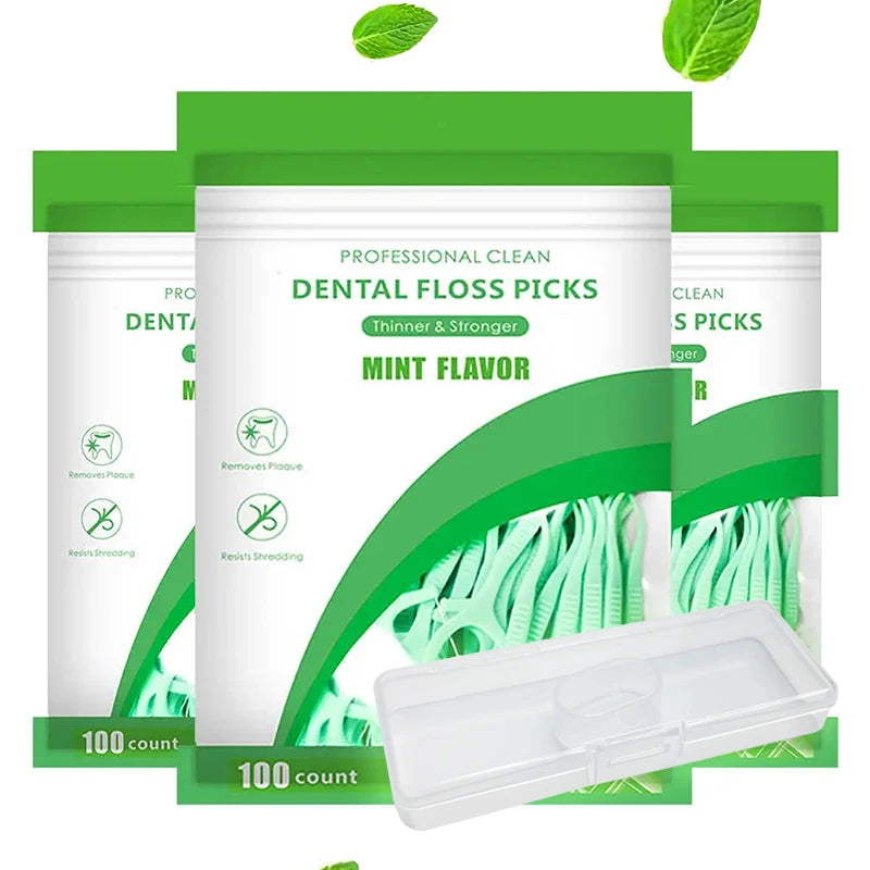 500pcs Mint Flavor Dental Floss Safe High-Grade Toothpick Stick Picks Plastic Toothpicks Ultrathin Peppermint Flavor Teeth Floss