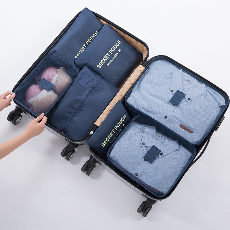 6 Pcs/Set Pink/Blue/Grey Travel Storage Bag Large Capacity Waterproof Luggage Clothing Underwear Storage Bag Bag With Zipper