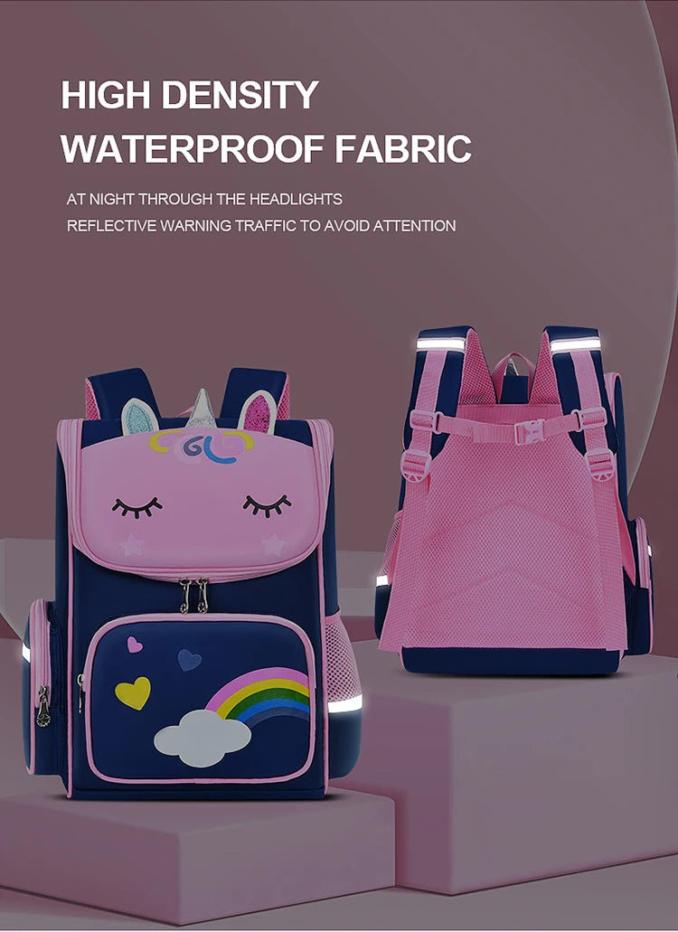 Children's Elementary School Students Schoolbag Girls 1,2,3,4,5,6 Grades 6-12 Years Old Shoulders Backpack Cute Waterproof Light