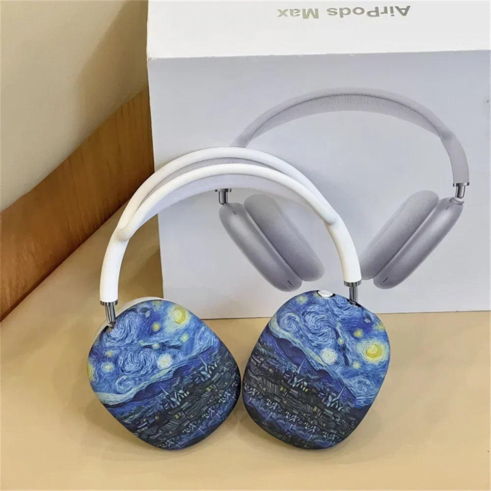 Art Painting Case for Apple Airpods Max For Headphone Airpods Max Protect Anti fall Case Wave The Starry Night Design Fashion